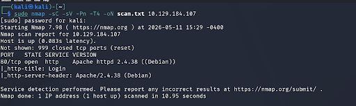 Nmap scan results