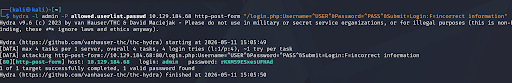 Hydra brute force output