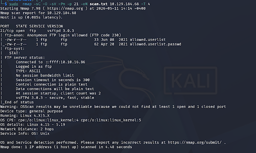 Nmap Scan For Port 21