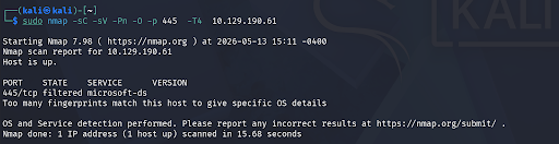 Nmap scan targeting port 445
