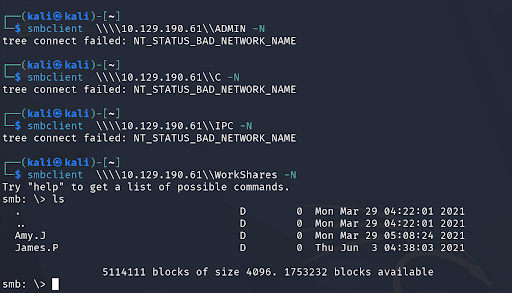 Connected to WorkShares SMB share
