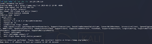 Nmap scan showing port 3306